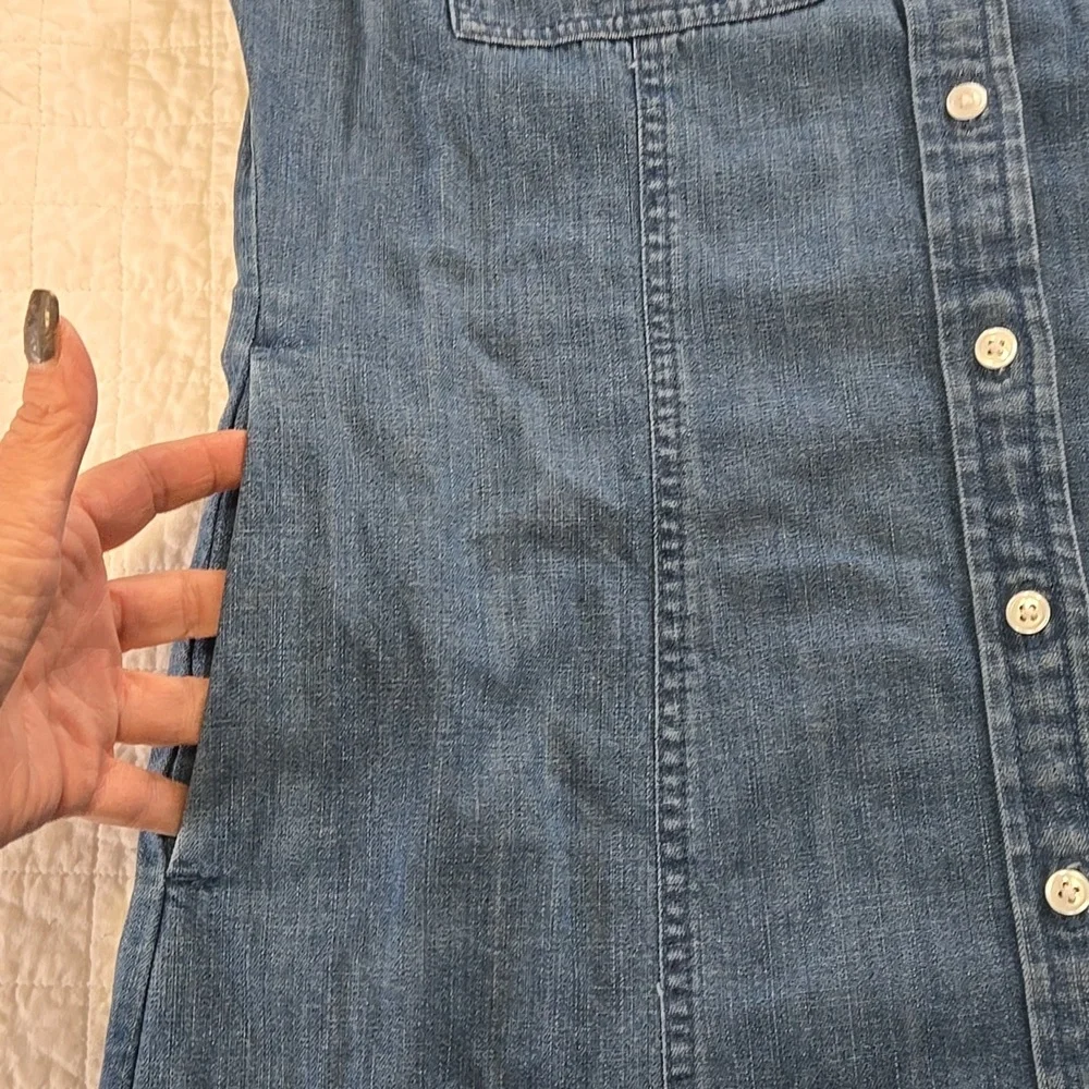 Banana Republic New With Tags Seamed Denim Midi Dress Pockets Medium Sleeveless - Picture 4 of 9